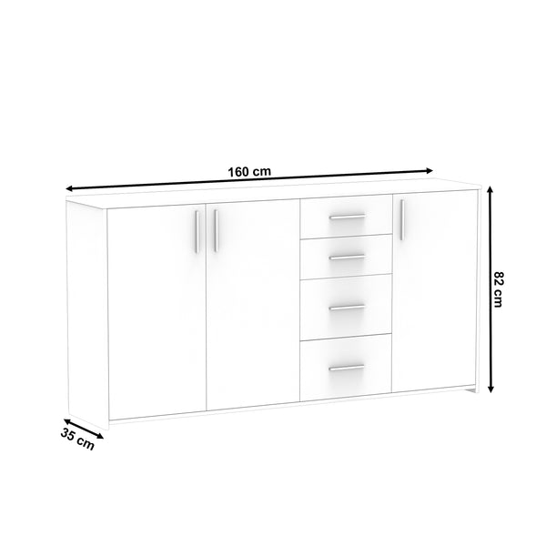 Sideboard SEBASTIAN 160 x 82 cm weiss