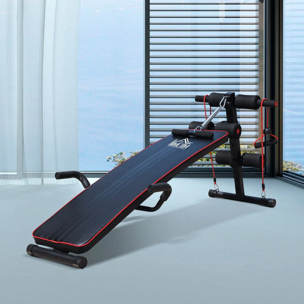 Sit Up Bank Bauchtrainer Trainingsbank mit Widerstandsbänder