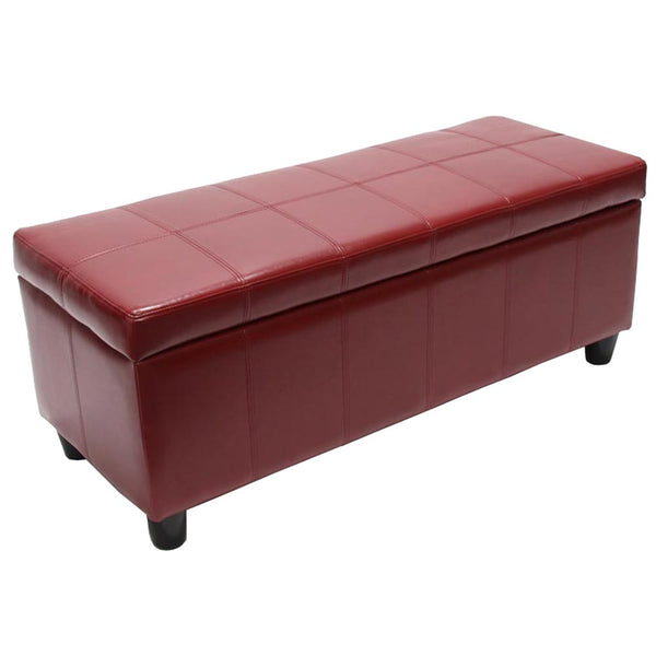 Sitzbank Aufbewahrung Kriens Leder 112x45x45cm ~ rot