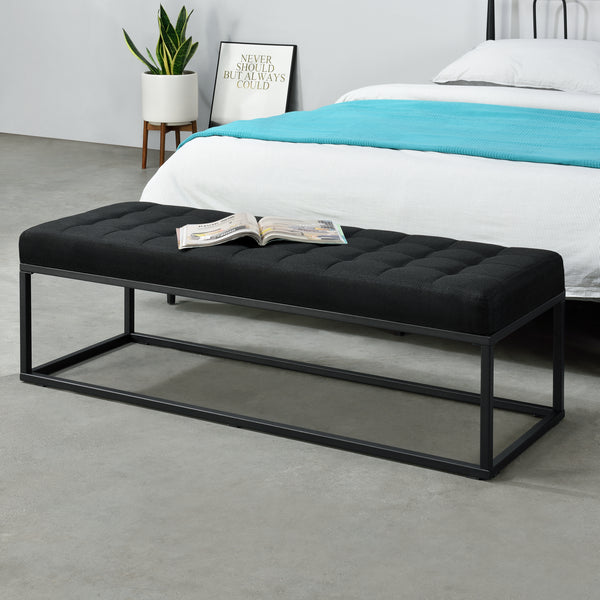 Panca imbottita Salta, metallo, 120x40x38cm, nero