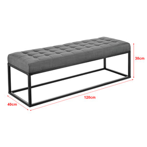 Panca imbottita in metallo Salta, 120x40x38cm, grigio