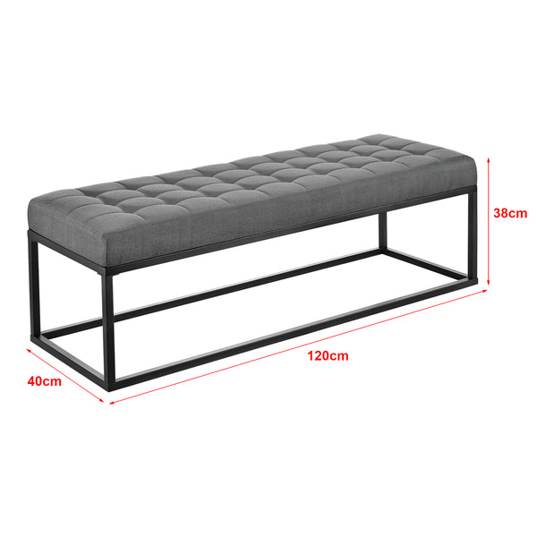 Panca imbottita in metallo Salta, 120x40x38cm, grigio