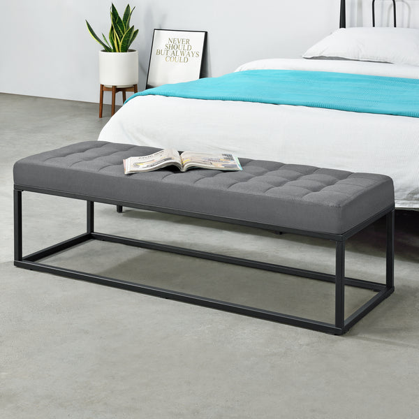 Panca imbottita in metallo Salta, 120x40x38cm, grigio