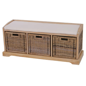 Sitzbank Bienne 3 Körbe Kubu-Rattan-Geflecht 112x46x37cm