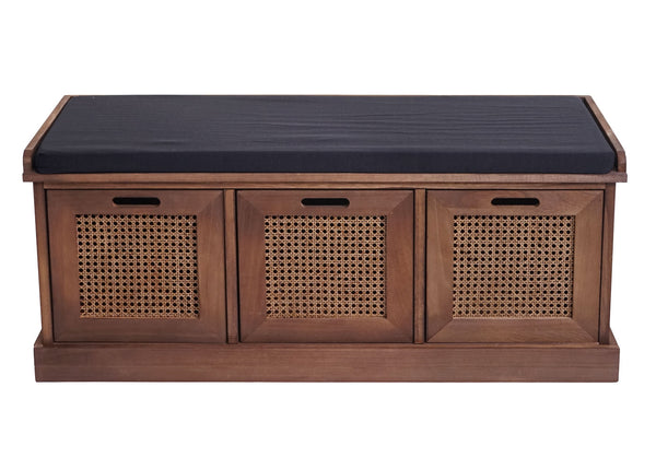 Sitzbank JAM-J49 Garderobenbank mit Staufach 47x110x40cm braun