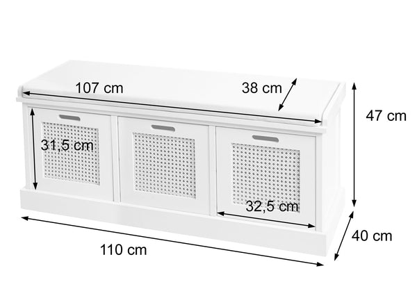 Sitzbank JAM-J49 Garderobenbank mit Staufach 47x110x40cm braun