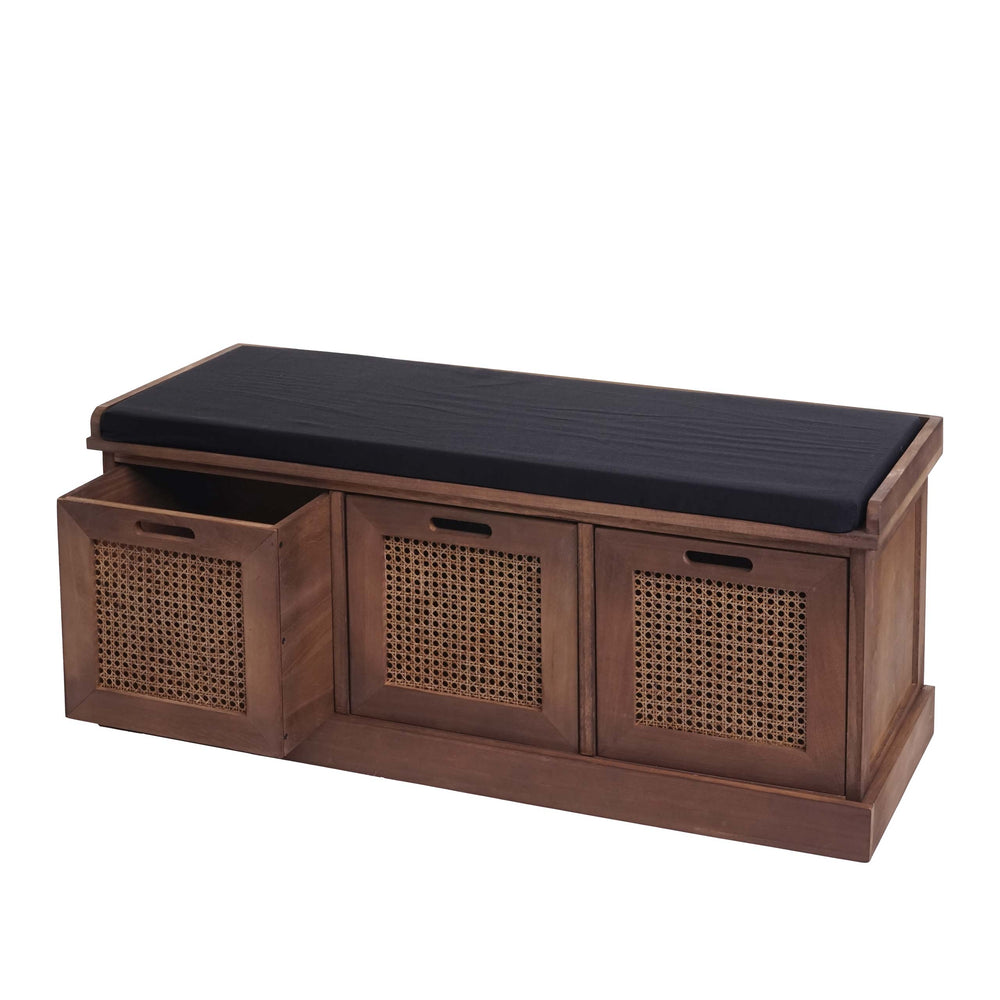 Sitzbank JAM-J49 Garderobenbank mit Staufach 47x110x40cm braun