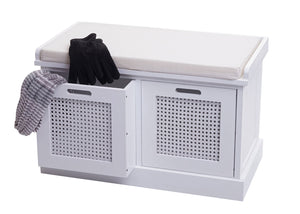 Sitzbank JAM-J49 Garderobenbank mit Staufach 47x75x40cm weiss
