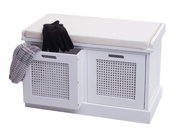 Sitzbank JAM-J49 Garderobenbank mit Staufach 47x75x40cm weiss