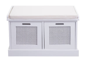 Sitzbank JAM-J49 Garderobenbank mit Staufach 47x75x40cm weiss