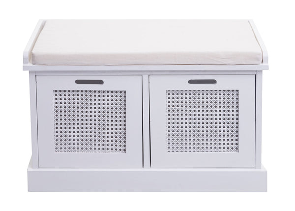 Sitzbank JAM-J49 Garderobenbank mit Staufach 47x75x40cm weiss