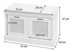 Sitzbank JAM-J49 Garderobenbank mit Staufach 47x75x40cm weiss