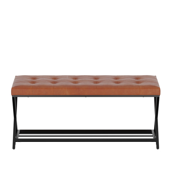 Sitzbank Leder DELIA 113 cm braun/schwarz