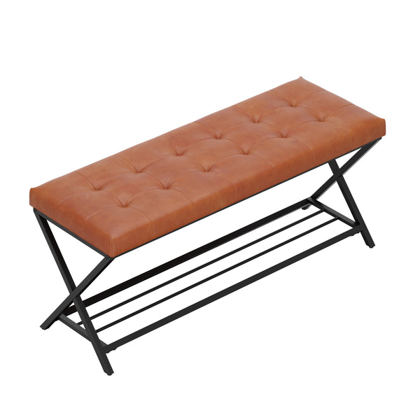 Sitzbank Leder DELIA 113 cm braun/schwarz