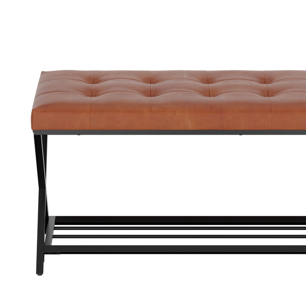 Sitzbank Leder DELIA 113 cm braun/schwarz