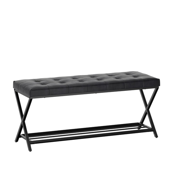 Sitzbank Leder DELIA 113 cm schwarz