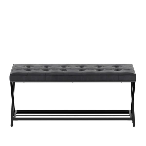 Sitzbank Leder DELIA 113 cm schwarz