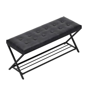 Sitzbank Leder DELIA 113 cm schwarz