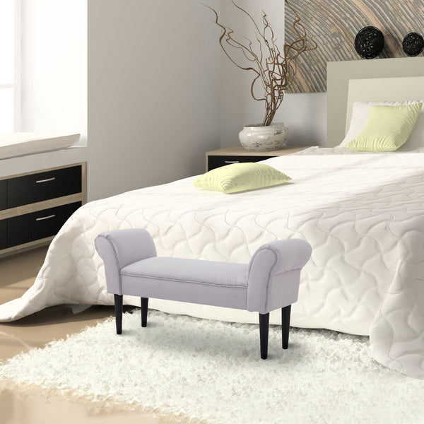 Banc capitonné de style oriental, L102 x l31 x H51 cm, gris