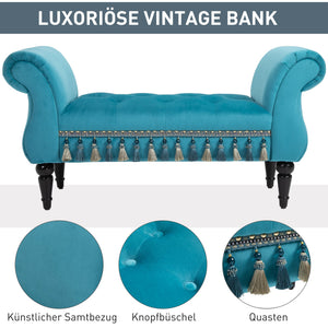 Sitzbank Orient Polsterbank L117 x B40 x H58cm Blau