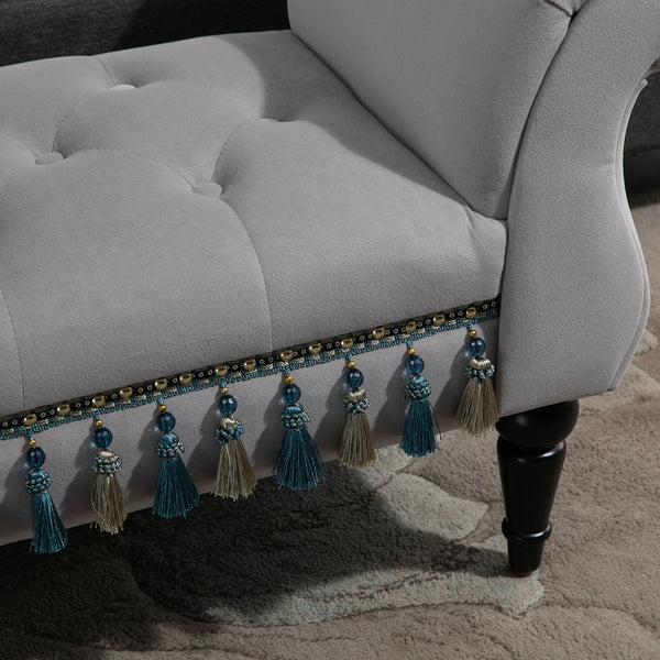 Banc capitonné de style oriental, L117 x l40 x H58 cm, gris