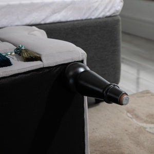 Banc capitonné de style oriental, L117 x l40 x H58 cm, gris