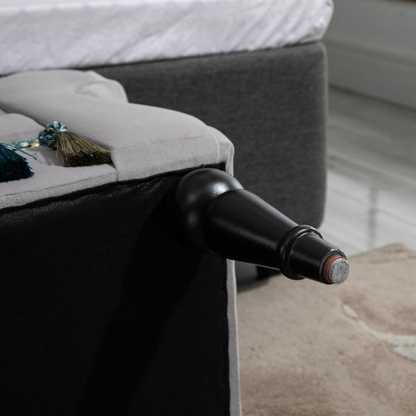 Banc capitonné de style oriental, L117 x l40 x H58 cm, gris
