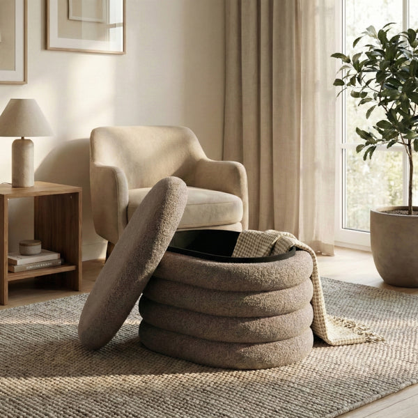 Sitzhocker Teddy PILL mit Stauraum 59 x 45 x 40 cm braun