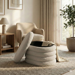 Sitzhocker Teddy PILL mit Stauraum 59 x 45 x 40 cm weiss