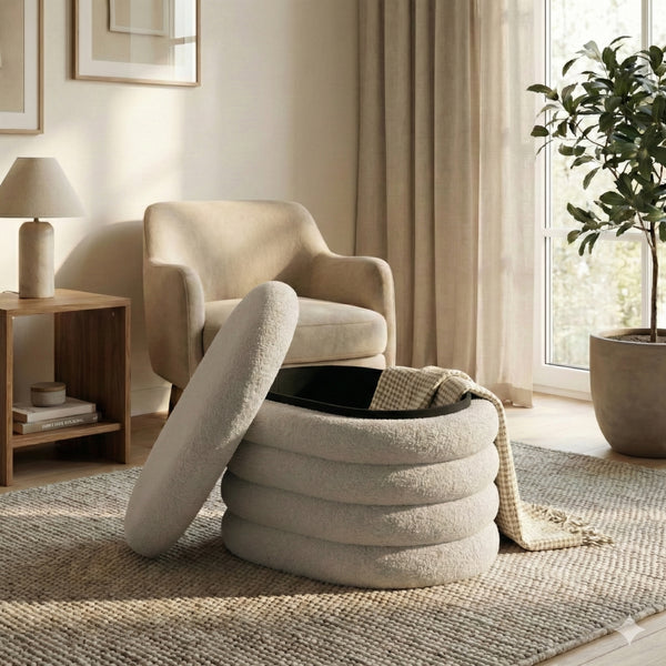 Sitzhocker Teddy PILL mit Stauraum 59 x 45 x 40 cm weiss