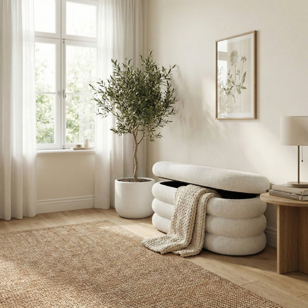 Sitzbank Teddy RISS mit Stauraum 100 x 42 x 42 cm weiss