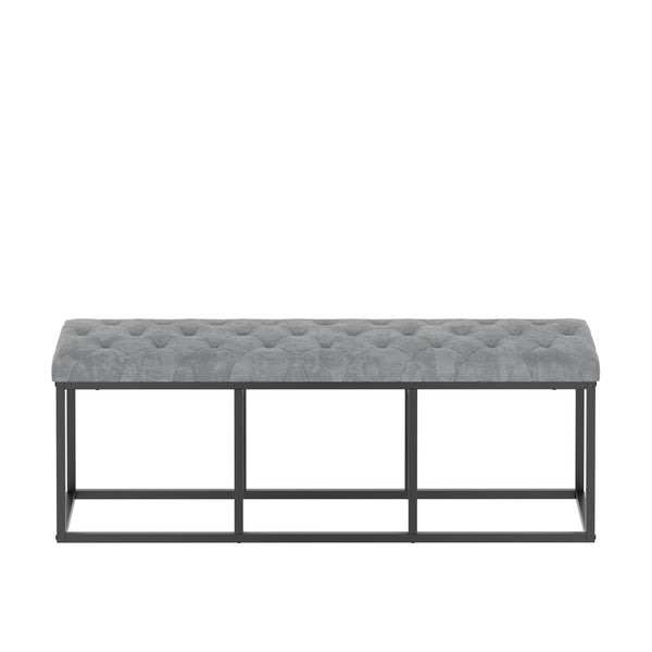 Sitzbank Samt BELINDA 120 cm grau/schwarz