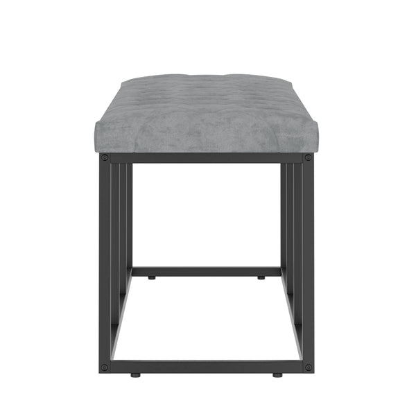 Sitzbank Samt BELINDA 120 cm grau/schwarz
