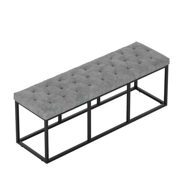 Sitzbank Samt BELINDA 120 cm grau/schwarz