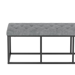 Sitzbank Samt BELINDA 120 cm grau/schwarz