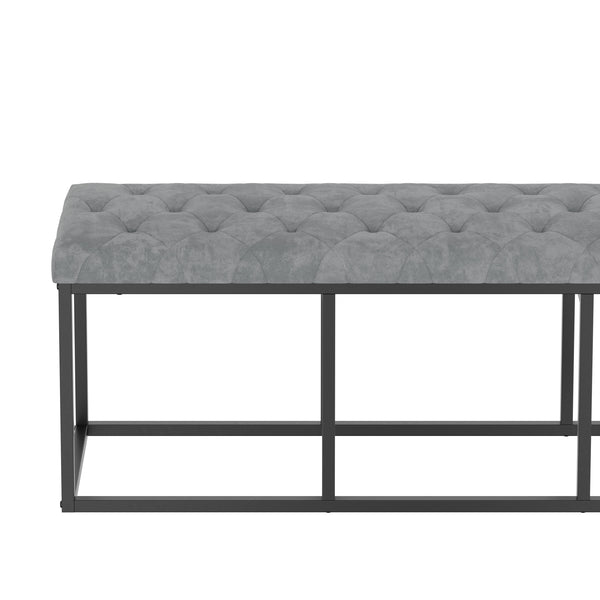 Sitzbank Samt BELINDA 120 cm grau/schwarz