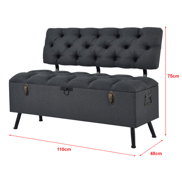 Sitztruhe Sitzbank Malmöhus 110x48x75cm Dunkelgrau