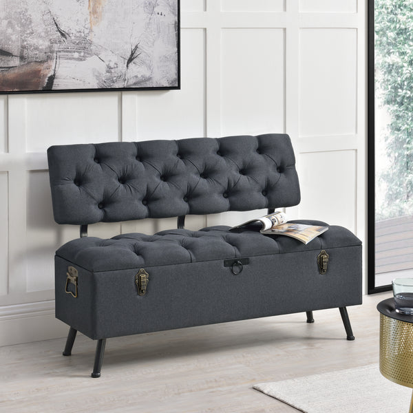 Sitztruhe Sitzbank Malmöhus 110x48x75cm Dunkelgrau