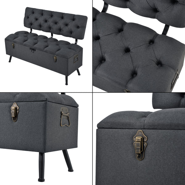 Sitztruhe Sitzbank Malmöhus 110x48x75cm Dunkelgrau