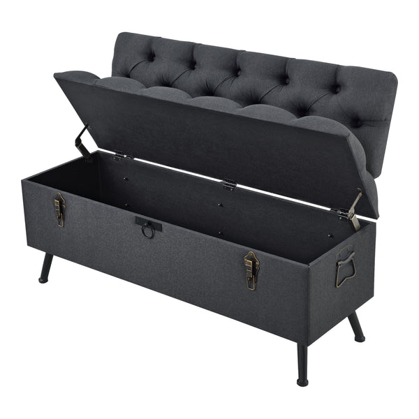 Sitztruhe Sitzbank Malmöhus 110x48x75cm Dunkelgrau
