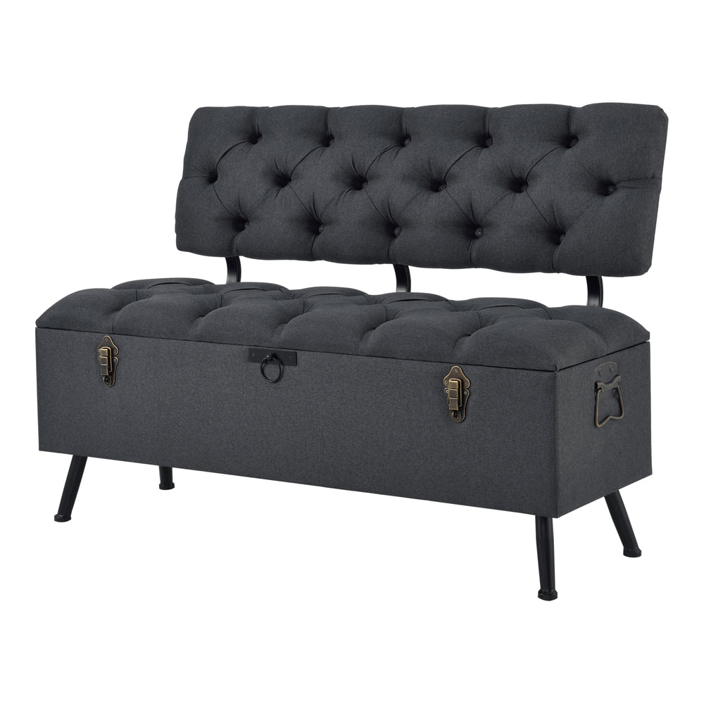 Sitztruhe Sitzbank Malmöhus 110x48x75cm Dunkelgrau