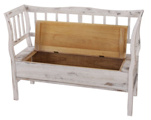 Sitzbank T207 Staufach Kissen weiss shabby