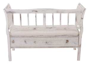 Sitzbank T207 Staufach Kissen weiss shabby