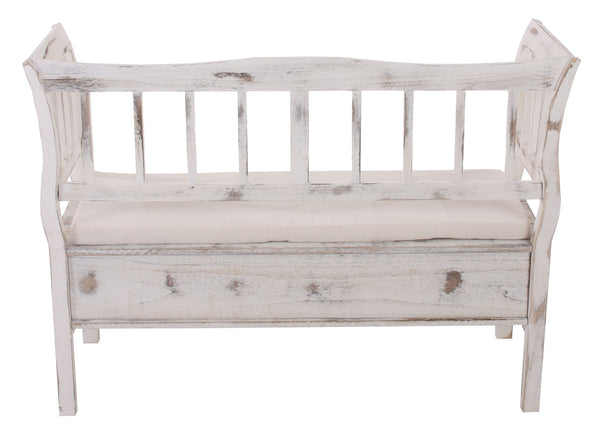 Sitzbank T207 Staufach Kissen weiss shabby