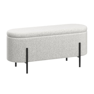 Sitzbank Teddy DETMOLD mit Stauraum 97 x 36 x 42 cm weiss