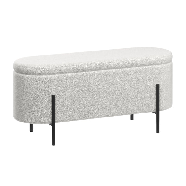 Sitzbank Teddy DETMOLD mit Stauraum 97 x 36 x 42 cm weiss