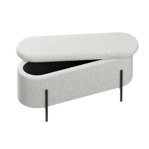 Sitzbank Teddy DETMOLD mit Stauraum 97 x 36 x 42 cm weiss
