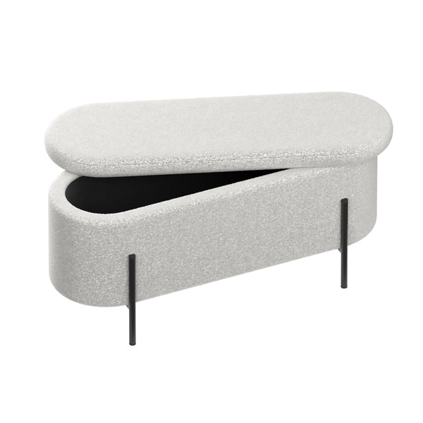 Sitzbank Teddy DETMOLD mit Stauraum 97 x 36 x 42 cm weiss
