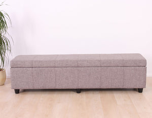 Sitzbank Truhe Kriens XXL Textil 180x45x45cm ~ grau