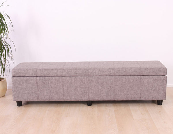 Sitzbank Truhe Kriens XXL Textil 180x45x45cm ~ grau